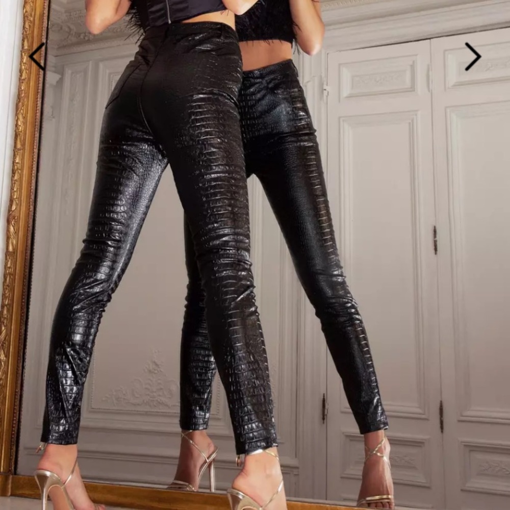 Missguided faux leather croc print pants